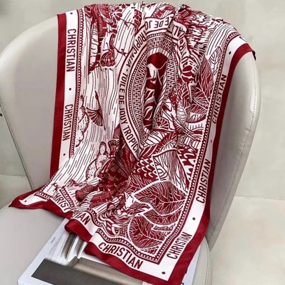 Printed RED/WHITE Scarf-Elegant - Picture 4 of 5